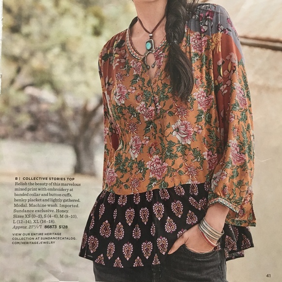 SUNDANCE BOHO PATTERN TOP - Picture 1 of 5